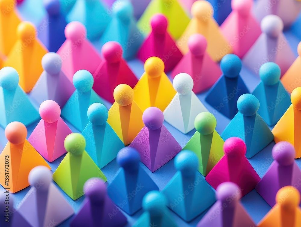 Poster A collection of colorful paper figures representing unity and diversity in a vibrant abstract artistic style