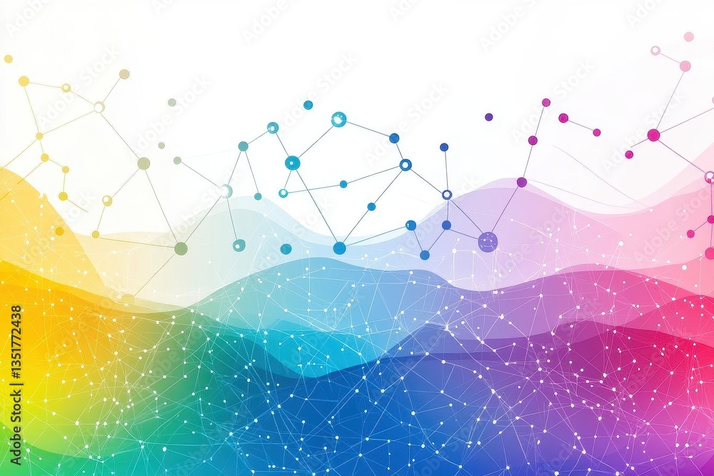 Poster colorful background illustrating a molecule design that represents scientific concepts and modern co