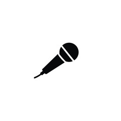 Black microphone silhouette on white background  