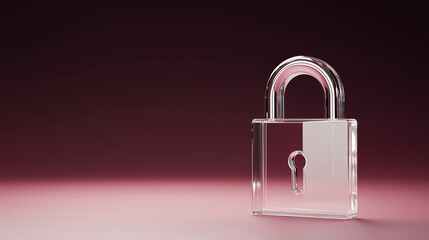 Fototapeta premium Transparent padlock with glowing digital security background 