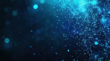 Abstract digital background featuring a blue network of connected lines creating a modern tech feel