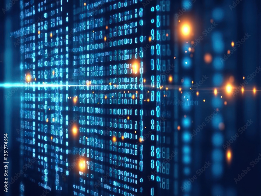 Aufkleber Abstract digital background depicting a continuous stream of binary code in a modern technological style