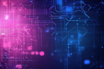Fototapeta premium Abstract digital background featuring a circuit design in pink and blue colors evoking a modern technology feel