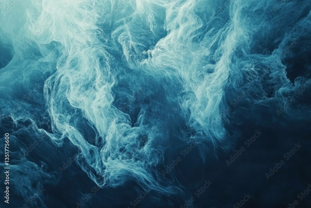 Poster abstract blue smoke texture with soft flowing shapes, creating a serene and calming atmosphere, idea