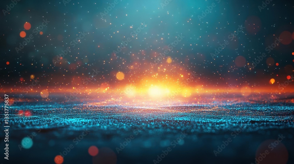 Poster vibrant abstract background featuring bright blue and orange color contrast for dynamic visual appea