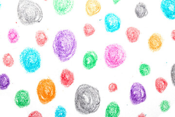 Pastel Oil Crayon Multicolour Rainbow Dots and Spots Child Like Drawing Background