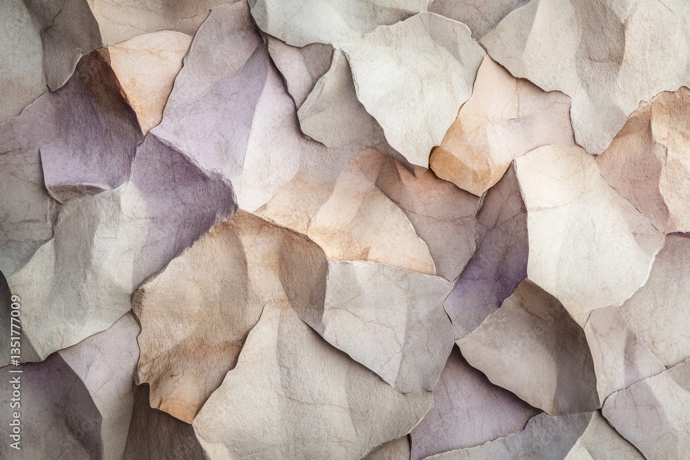 Poster abstract texture of irregular, fragmented, beige and grey stone pieces creating a mosaic-like patter
