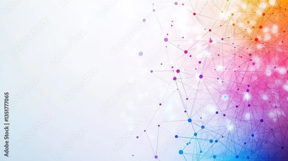 Fototapete Abstract colorful background featuring dynamic lines and dots representing a network of ideas and connections