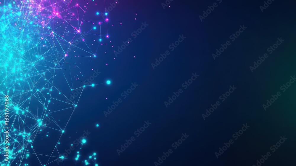 Poster Abstract network of connected lines and dots creating a visual representation of digital communication links