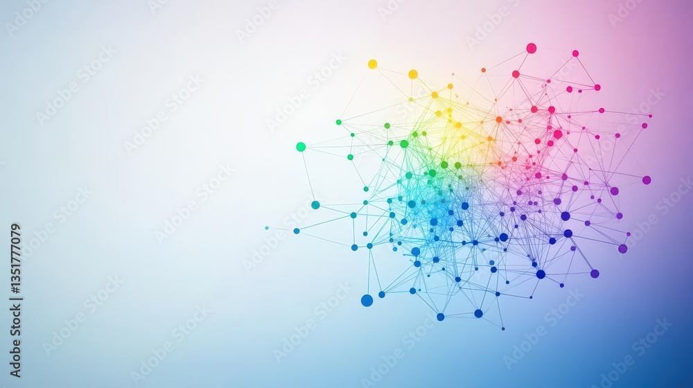 Aufkleber Colorful abstract background with lines and dots illustrating a complex network of digital connections and ideas