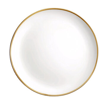 Assiette blanche avec liser&eacute; dor&eacute; vide vue de dessus