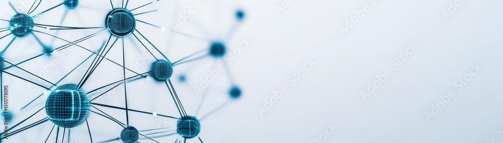 Poster Intricate network of blue neurons on a white background representing advanced technology and connectivity concepts