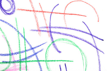 Pastel Oil Crayon Multicolour Rainbow Geometric Lines Child Like Drawing Background