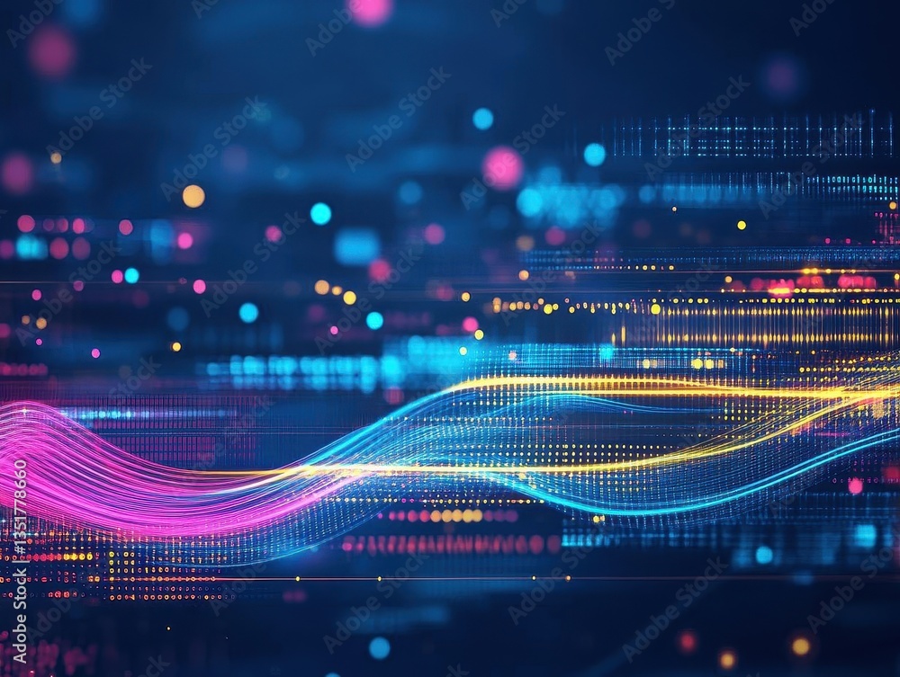 Poster Beautiful colorful wave of light on a soft background creating an enchanting abstract futuristic visual experience