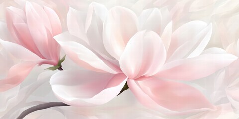 Fototapeta premium Soft Pink Magnolia Blossoms on a Light Background in Spring