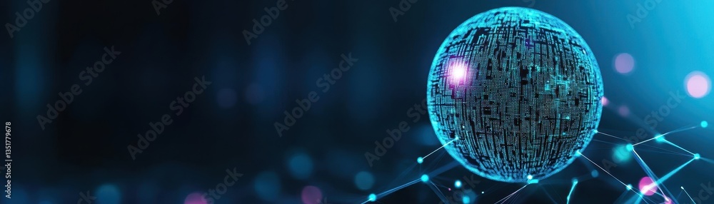 Poster Human head silhouette adorned with binary code representing digital transformation and futuristic connectivity concepts