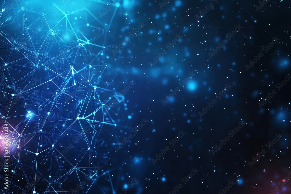 Poster Blue and red background featuring a network of connected lines creating a futuristic electronic visual experience