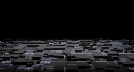 Fototapeta premium Abstract digital cityscape in a dark background