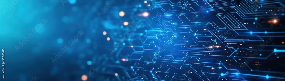 Aufkleber circuit board design with blue lights illustrating advanced technology concepts for modern digital a