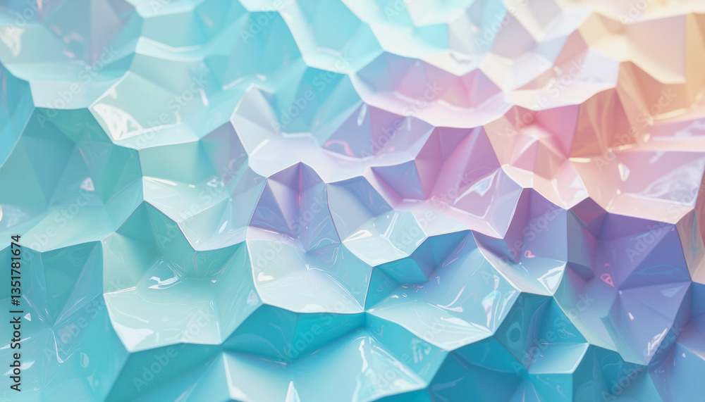 Poster iridescent polygonal facets create a mesmerizing abstract landscape in soft pastel hues. graphical r