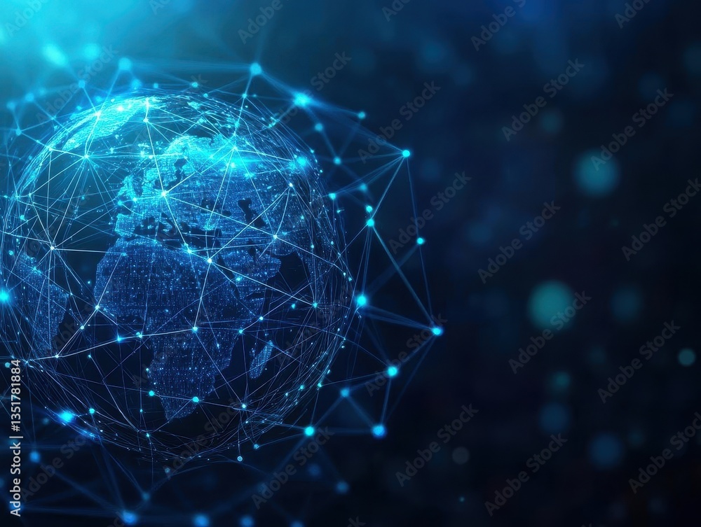 Leinwandbilder Abstract globe with a network of connected lines representing global connectivity and modern communication systems