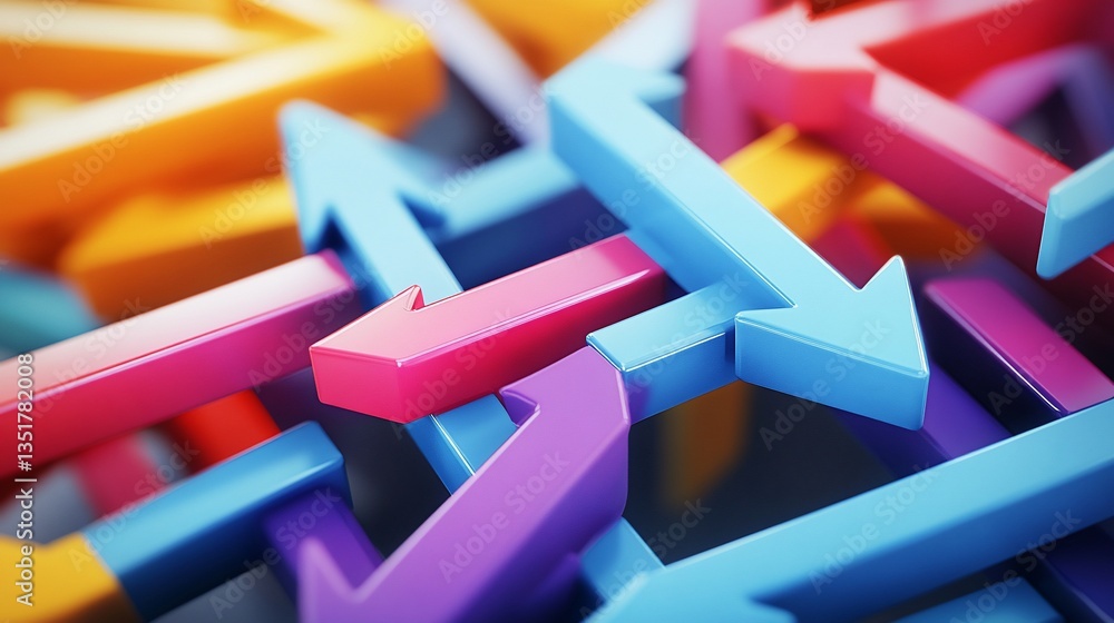 Poster a multitude of vibrant arrows in various directions creates a complex graphic pattern