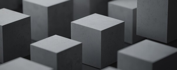 Abstract gray cubes forming a modern composition.