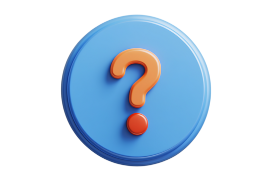 Blue round speech bubble with question mark Isolated on White and Transparent Background PNG Image.