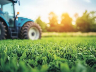 Obraz premium Heavy tractor working in a field preparing land for planting and showcasing agricultural equipment for farmers