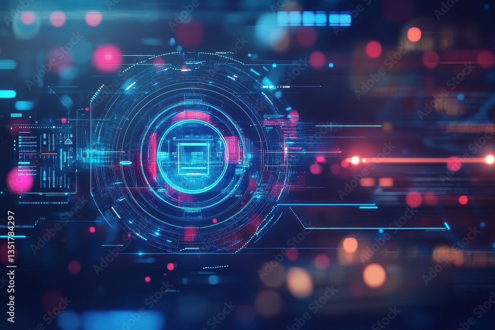 Poster Advanced futuristic cyber security system illustrating high-tech protection and data safety in a digital world
