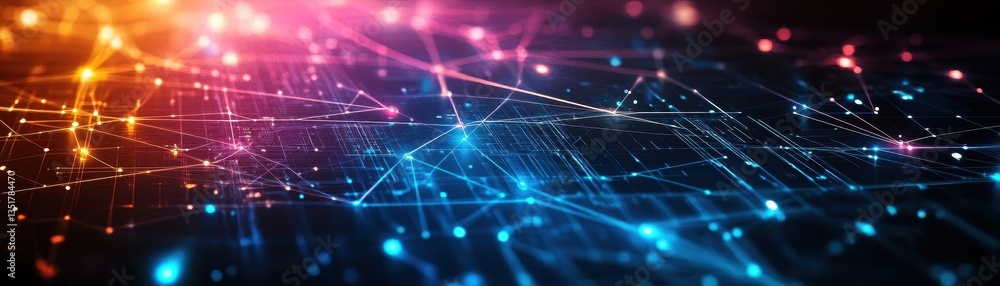 Poster Intricate network of glowing lines representing connectivity and digital communication in a modern world