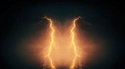 Glowing, bifurcated lightning streaks against a dark background