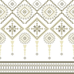 Brown seamless pattern with decorative geometric Native American elements. Navajo style. Aztec style. Vector illustration for your design. Wallpaper, rugs, carpets, curtains, tiles, and pottery.