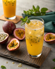 Fototapeta premium Fresh maracuyá (passion fruit) juice