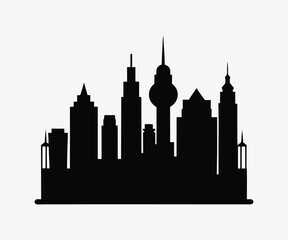 Obraz premium city silhouette in a flat style with background