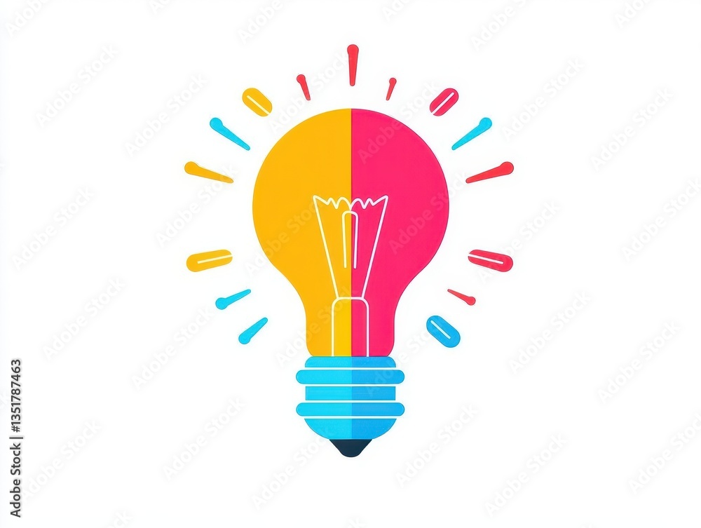 Aufkleber bright light bulb surrounded by a colorful background symbolizing ideas and creativity in modern tec