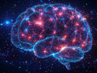 Minimalist abstract design showcases glowing lines forming a brain symbolizing mindfulness and mental clarity