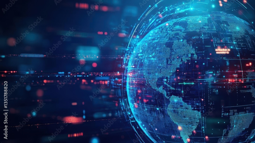 Poster A globe illuminated in a dark room symbolizing the global impact of learning and artificial intelligence technologies