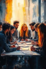 Diverse Young Adults Collaborating on Group Project in University Library for Homework Assignment