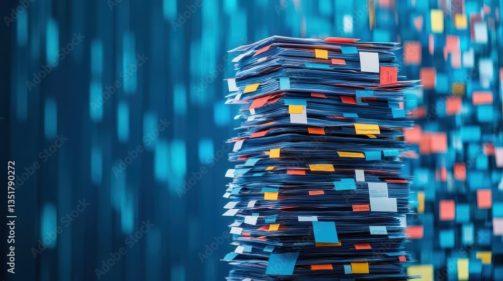 Aufkleber Stack of documents displaying organization, business processes, and efficient management in corporate environment