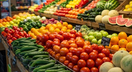 A colorful display of fresh produce at a local grocery store