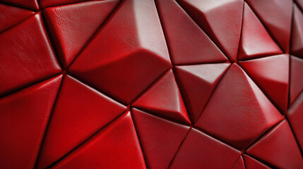 Geometric Red Triangle Facets Background with Metallic Shine Surface Decorative Modern Style
