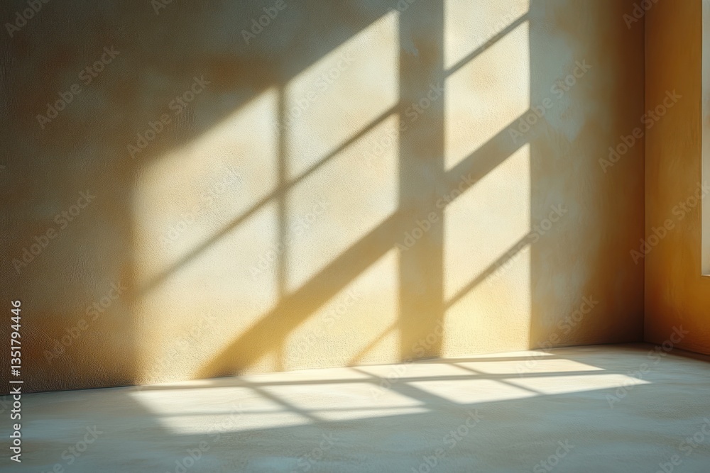 Poster minimalist abstract background for product presentation with shadows and warm light