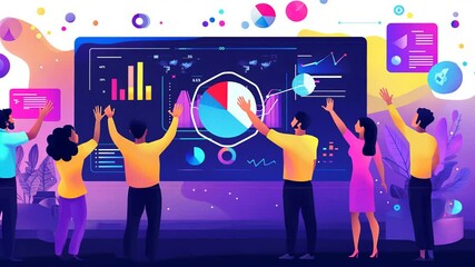 Team Celebrates Data Success on Interactive Display