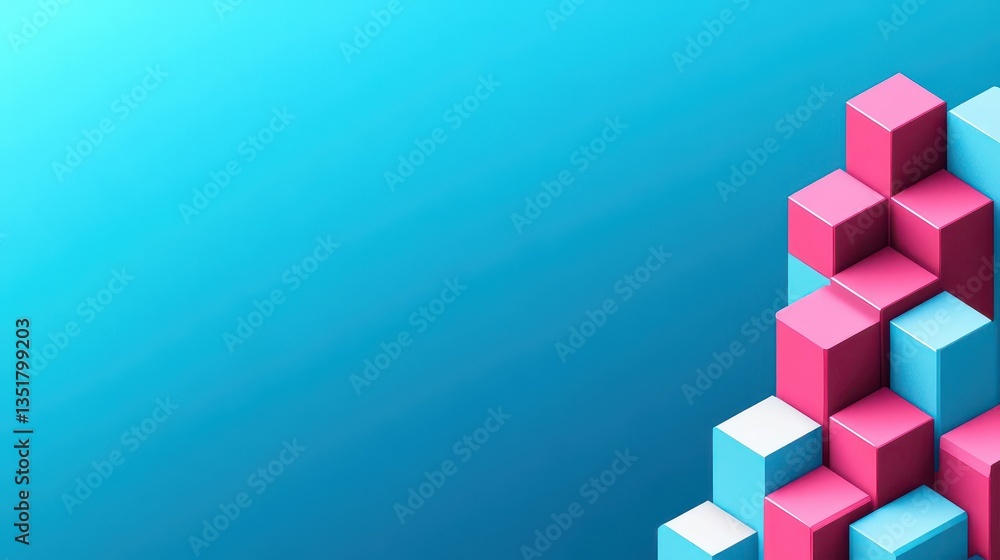 Aufkleber modern pink and blue cubes arranged creatively in a dynamic composition representing alternative pro