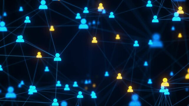Plexus Line Connections. Seamless loop. Digital Technology. Artificial intelligence network or users accounts. Concept: Social network, AI, sociogram, social connections and communication, hi-tech