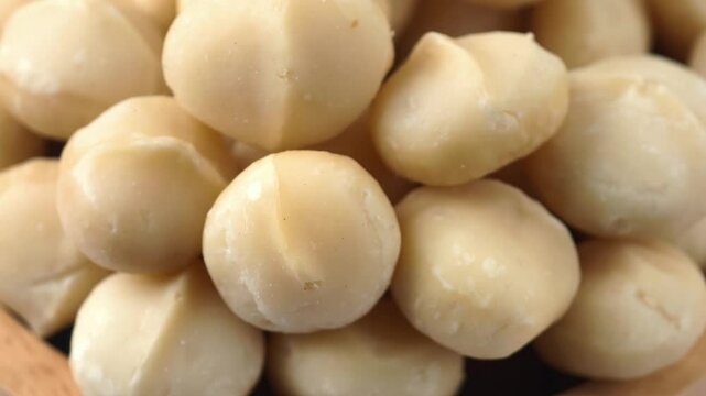 Close-up of dried macadamia nuts