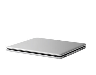 Silver laptop on a transparent background