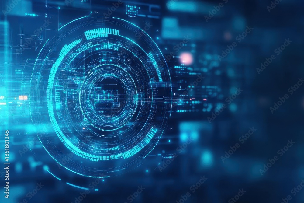 Aufkleber innovative abstract blue digital technology background featuring futuristic interface elements and m