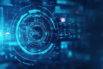 Obraz premium Innovative abstract blue digital technology background featuring futuristic interface elements and modern design
